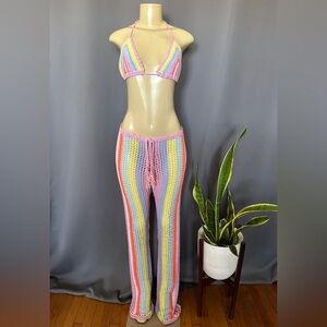 HOT & DELICIOUS Crochet bikini top and pants coverup